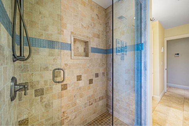 Bathroom, Glass Shower, Interior, Stone Walls