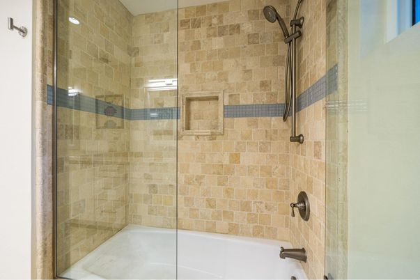 Bathroom, Glass Shower, Interior, Stone Walls