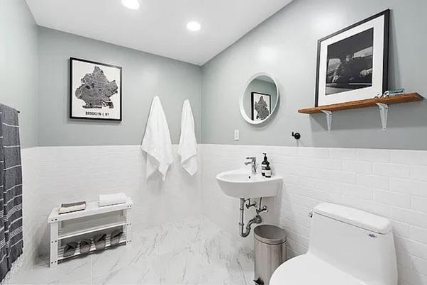 Bathroom, Interior, Marble, Recessed Lighting