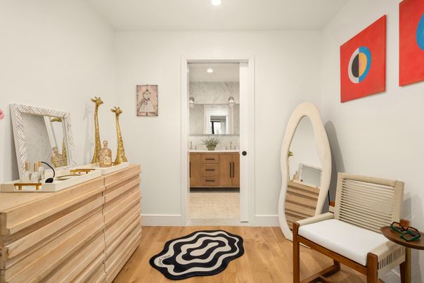 Bathroom, Interior, Recessed Lighting, Wood Texture Flooring