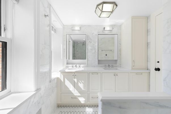 Bathroom, Dual Sink Vanities, Interior, Marble, Marble Walls