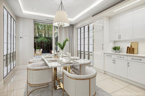 Dining room, Interior, Marble, Pendant Lights, Recessed Lighting