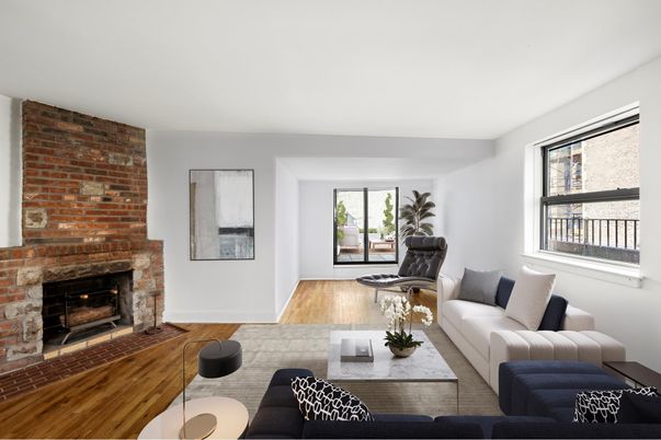 Fireplace, Interior, Living room, Stone Walls, Wood Texture Flooring