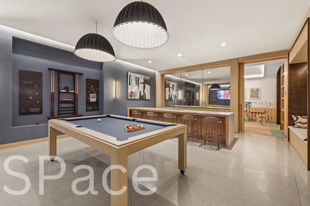 Billiard Table, Game Room, Interior, Pendant Lights, Recessed Lighting