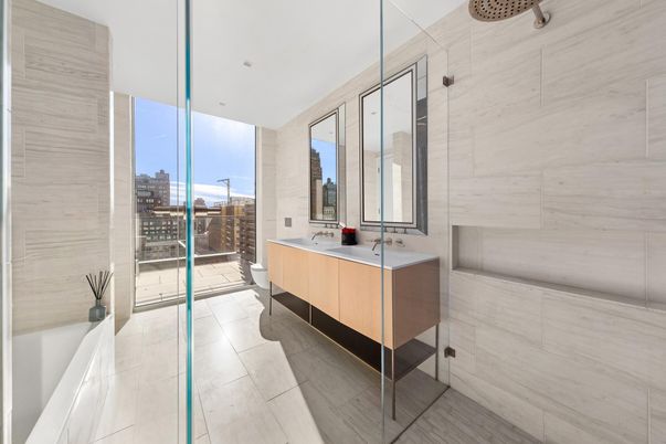 Bathroom, Glass Shower, Interior, Recessed Lighting