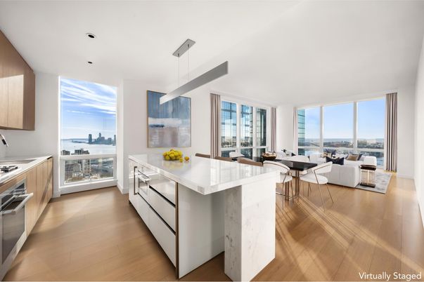 Dining room, Interior, Kitchen, Living room, Pendant Lights, Recessed Lighting, Stainless Steel Appliances, Wood Texture Flooring