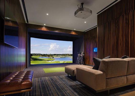 Interior, Projection Screen, Recessed Lighting, Theatre Room, Water
