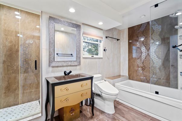 Bathroom, Glass Shower, Interior, Recessed Lighting
