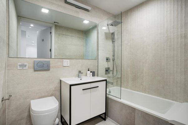 Bathroom, Glass Shower, Interior, Recessed Lighting