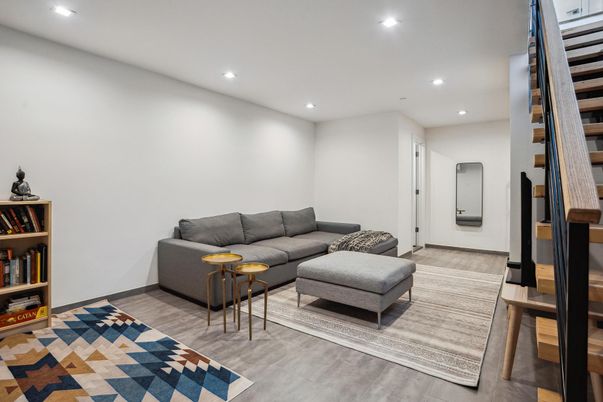 Interior, Living room, Recessed Lighting, Wood Texture Flooring