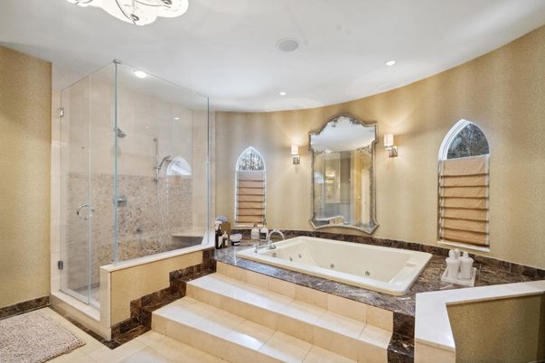 Bathroom, Glass Shower, Interior, Recessed Lighting