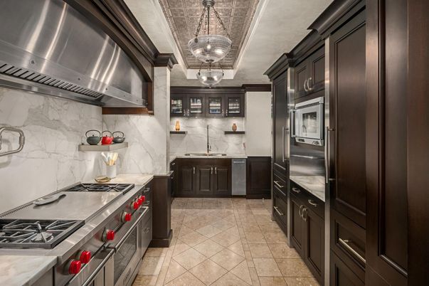Interior, Kitchen, Marble Walls, Stainless Steel Appliances