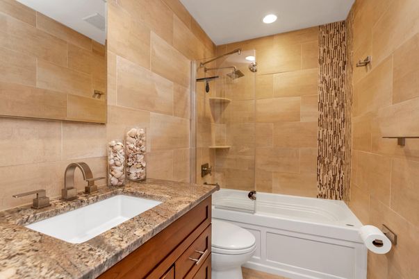 Bathroom, Glass Shower, Interior, Recessed Lighting