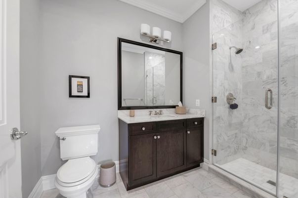 Bathroom, Glass Shower, Interior, Marble, Marble Walls