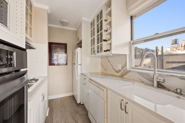 Interior, Kitchen, Marble Walls, Wood Texture Flooring