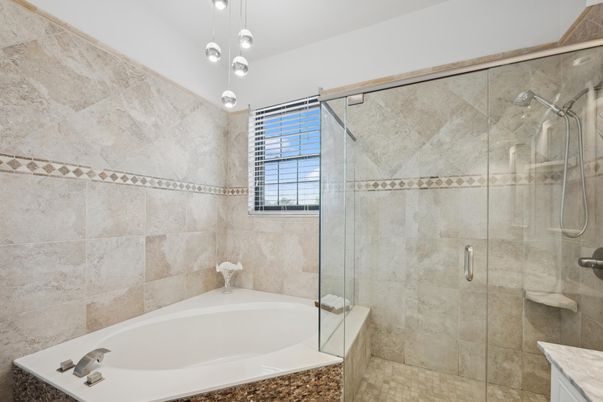 Bathroom, Glass Shower, Interior, Pendant Lights