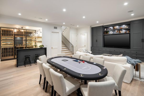 Game Room, Interior, Recessed Lighting, Wood Texture Flooring