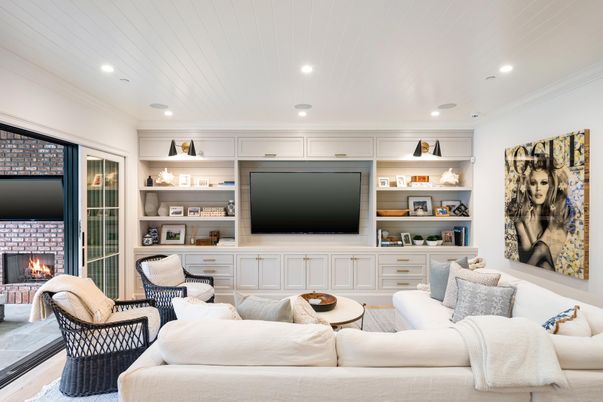 Fireplace, Interior, Living room, Recessed Lighting