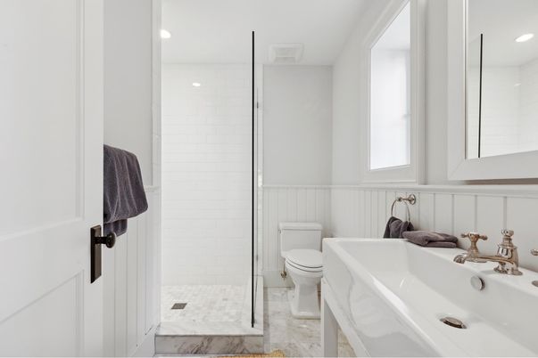 Bathroom, Interior, Marble, Recessed Lighting