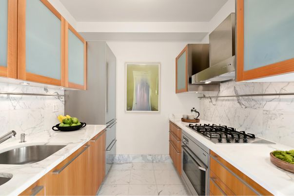 Interior, Kitchen, Marble, Marble Walls, Stainless Steel Appliances