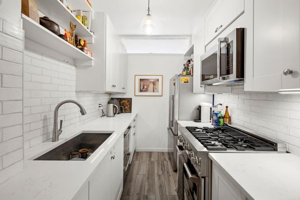 Interior, Kitchen, Pendant Lights, Stainless Steel Appliances, Wood Texture Flooring