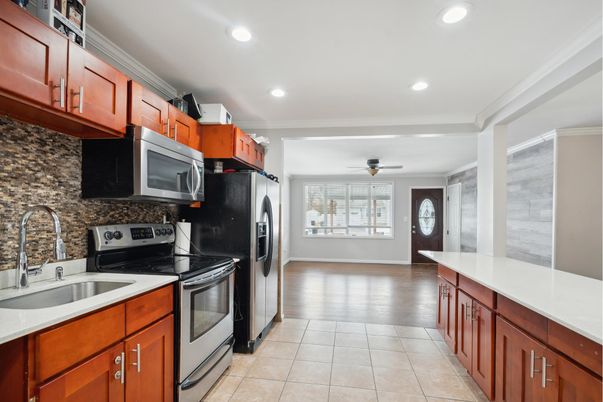 Interior, Kitchen, Recessed Lighting, Wood Texture Flooring