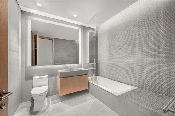Bathroom, Glass Shower, Interior, Recessed Lighting