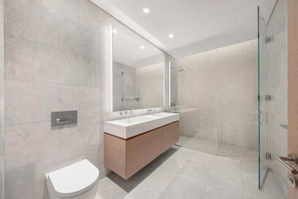 Bathroom, Glass Shower, Interior, Recessed Lighting