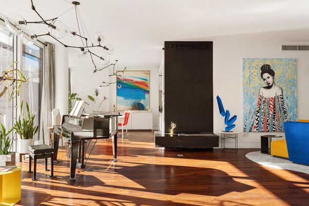 Interior, Pendant Lights, Piano, Wood Texture Flooring