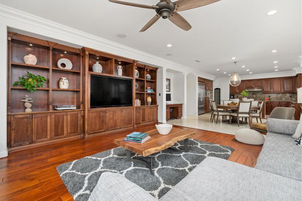Dining room, Interior, Kitchen, Living room, Pendant Lights, Recessed Lighting, Wood Texture Flooring