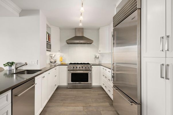 Interior, Kitchen, Stainless Steel Appliances, Wood Texture Flooring