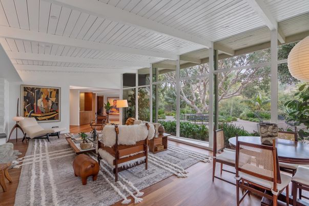 Dining room, Interior, Living room, Sun Room, Wood Texture Flooring