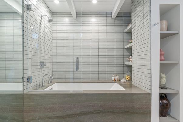 Bathroom, Glass Shower, Interior, Recessed Lighting