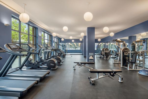 Fitness Equipment, Gym, Interior, Pendant Lights