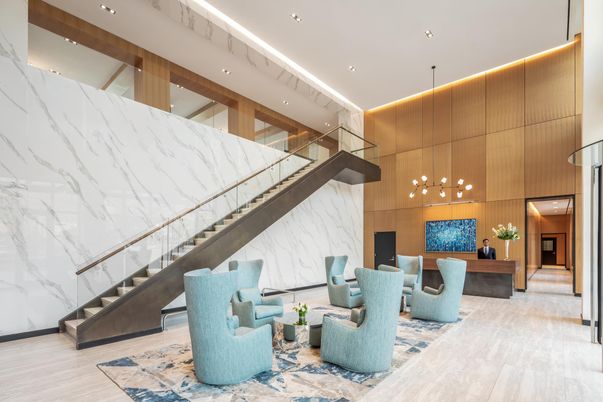 Interior, Living room, Marble Walls, Pendant Lights, Recessed Lighting
