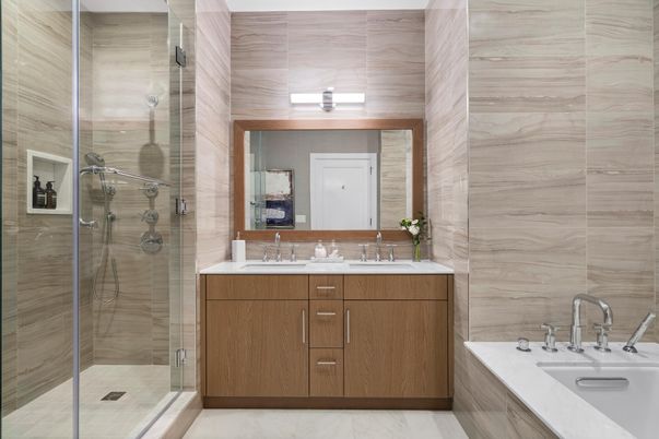 Bathroom, Dual Sink Vanities, Glass Shower, Interior