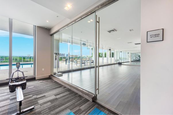 Fitness Equipment, Interior, Recessed Lighting, Water, Wood Texture Flooring