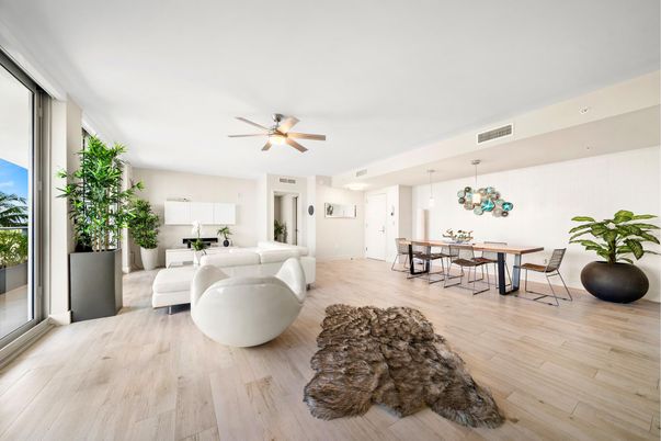 Dining room, Interior, Living room, Pendant Lights, Wood Texture Flooring