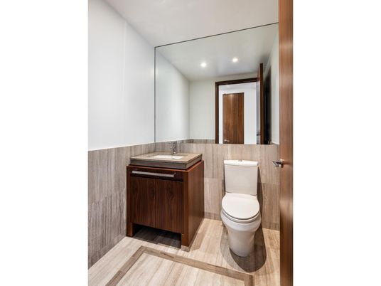 Bathroom, Interior, Recessed Lighting, Wood Texture Flooring