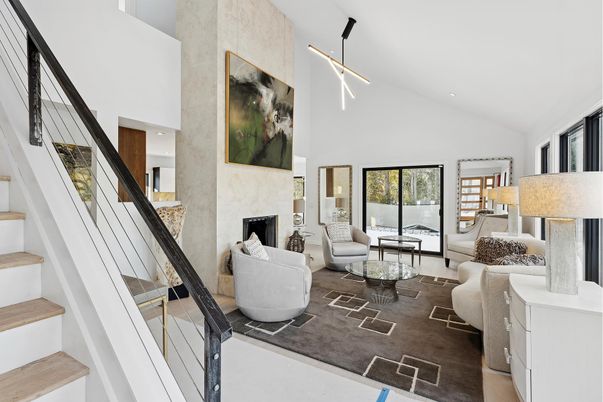 Fireplace, Interior, Living room, Pendant Lights