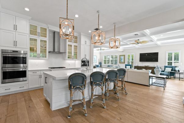 Interior, Kitchen, Living room, Pendant Lights, Recessed Lighting, Stainless Steel Appliances, Wood Texture Flooring