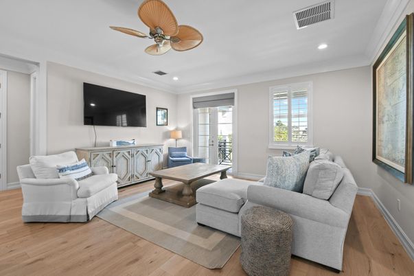 Interior, Living room, Recessed Lighting, Wood Texture Flooring