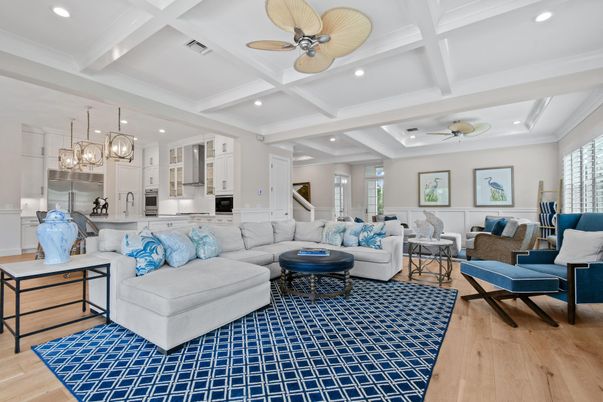 Interior, Kitchen, Living room, Pendant Lights, Recessed Lighting, Wood Texture Flooring
