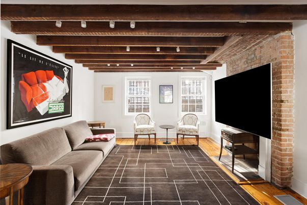 Fireplace, Interior, Living room, Stone Walls, Wooden Beams, Wood Texture Flooring