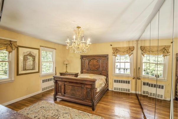 Bedroom, Chandelier, Interior, Wood Texture Flooring