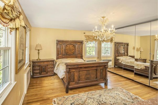Bedroom, Chandelier, Interior, Wood Texture Flooring