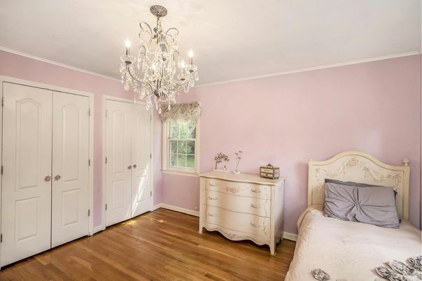 Bedroom, Chandelier, Interior, Wood Texture Flooring