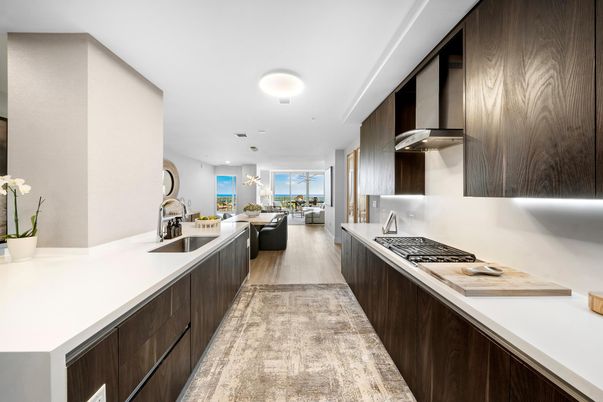Interior, Kitchen, Recessed Lighting, Wood Texture Flooring