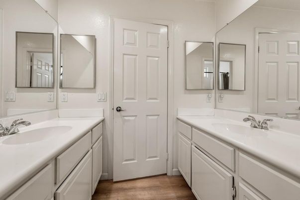 Bathroom, Dual Sink Vanities, Interior, Wood Texture Flooring