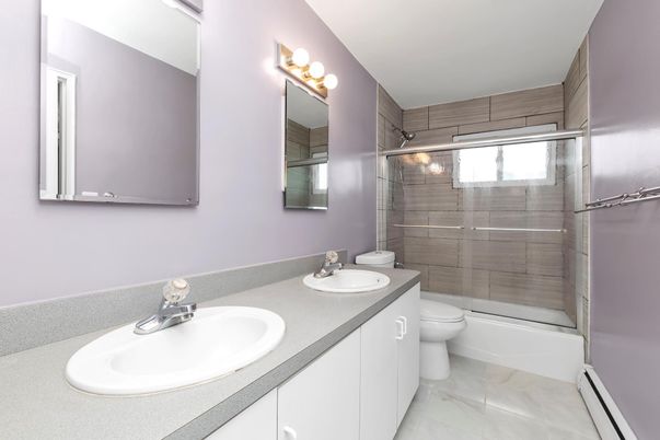 Bathroom, Dual Sink Vanities, Glass Shower, Interior, Marble